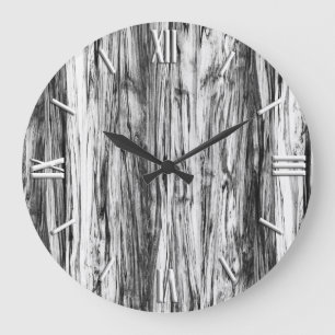 Reloj Redondo Grande Modelo del Driftwood - negro, blanco y gris