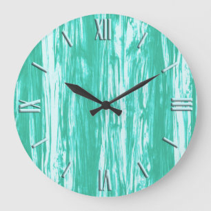 Reloj Redondo Grande Modelo del Driftwood - turquesa y blanco
