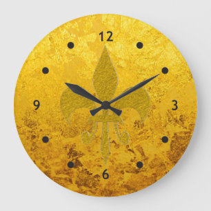 Reloj Redondo Grande Modelo del ORO/hoja de oro PUROS con Lilly