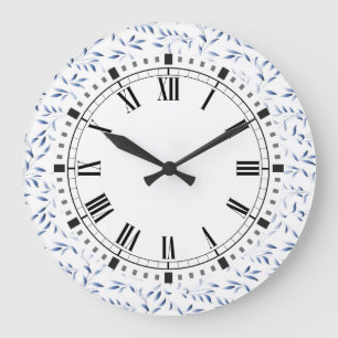 Reloj Redondo Grande Modelo elegante azul y blanco del sauce