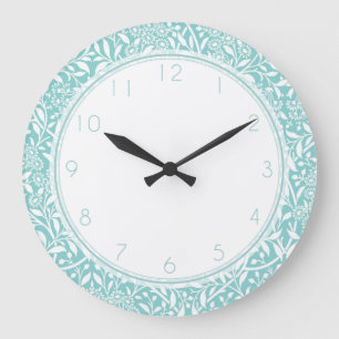 Reloj Redondo Grande Modelo floral del damasco de la aguamarina