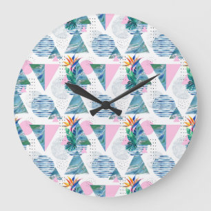 Reloj Redondo Grande Modelo geométrico tropical