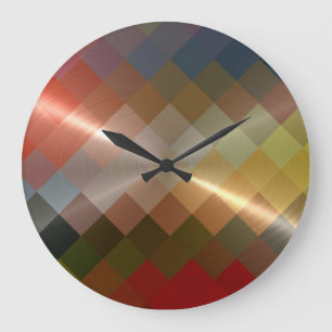 Reloj Redondo Grande Modelo metalizado metálico de Chevron del diamant