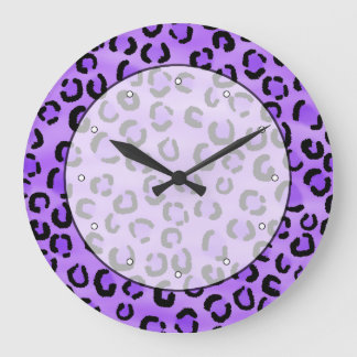 Reloj Redondo Grande Modelo púrpura del estampado leopardo