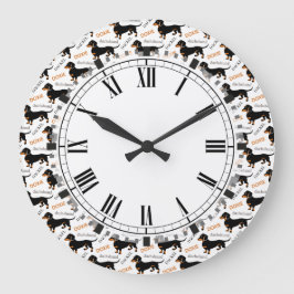 Reloj Redondo Grande Modelo revestido liso del Dachshund del moreno
