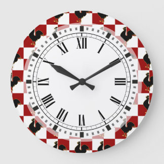 Reloj Redondo Grande Modelo rojo y negro del pollo del gallo
