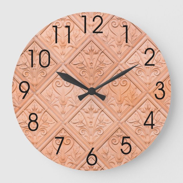 Reloj Redondo Grande Modelo rosado anaranjado de la terracota (Anverso)