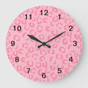 Reloj Redondo Grande Modelo rosado del estampado leopardo