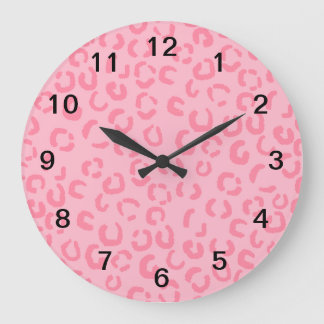 Reloj Redondo Grande Modelo rosado del estampado leopardo