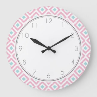 Reloj Redondo Grande Modelo rosado y de la menta del diamante de Ikat