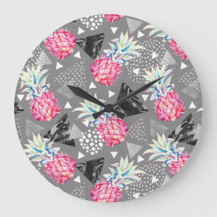 Reloj Redondo Grande Modelo texturizado piña geométrica