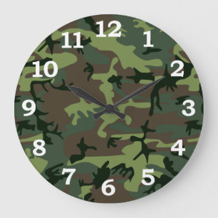 Reloj Redondo Grande Modelo verde de Camo Brown del camuflaje