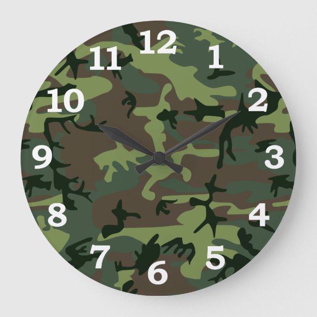Reloj Redondo Grande Modelo verde de Camo Brown del camuflaje (Anverso)