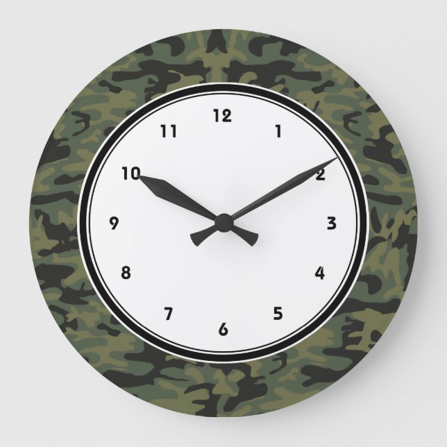 Reloj Redondo Grande Modelo verde del camo (Anverso)