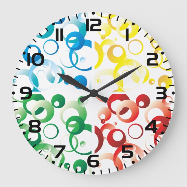 Reloj Redondo Grande Modern Abstract Colorful Bubbles Geometric Pattern (Anverso)