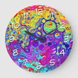Reloj Redondo Grande Modern Abstract Digital Fluid