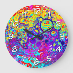 Reloj Redondo Grande Modern Abstract Digital Fluid