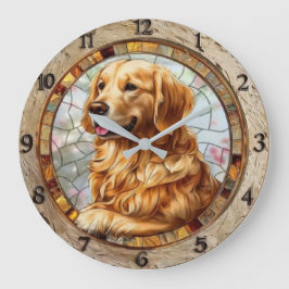 Reloj Redondo Grande Modern Artistic Dog Golden Retriever