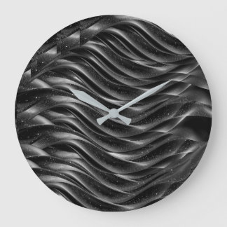 Reloj Redondo Grande Modern Black Abstract Wave Wall Clock | Minimalist