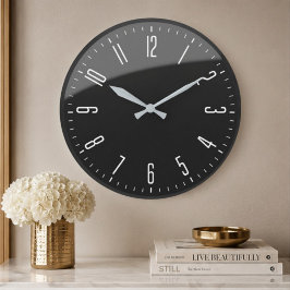 Reloj Redondo Grande Modern Black Minimalist Custom Contemporary Office