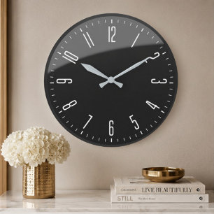 Reloj Redondo Grande Modern Black Minimalist Custom Contemporary Office