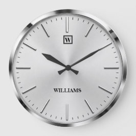 Reloj Redondo Grande  Modern Brushed Metal Luxury Silver Minimalist