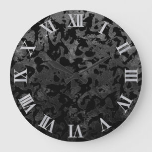Reloj Redondo Grande Modern Camo -Black and Dark Grey- camouflage