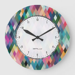 Reloj Redondo Grande Modern Colorful Geometric Pattern