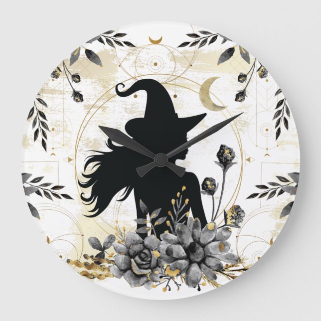 Reloj Redondo Grande Modern contemporary Halloween witch 3 (Anverso)