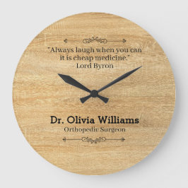 Reloj Redondo Grande Modern Doctor Name Designation Quote Wooden Shade