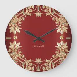 Reloj Redondo Grande Modern Gold Red Floral Wall Clock