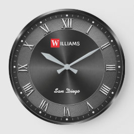 Reloj Redondo Grande Modern Gunmetal Black Luxury 