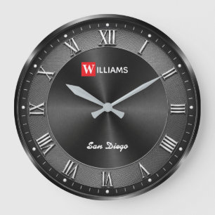 Reloj Redondo Grande Modern Gunmetal Black Luxury 