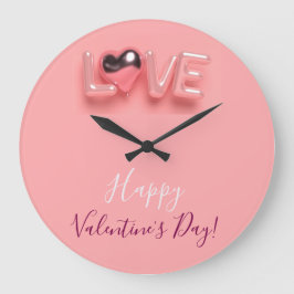 RELOJ REDONDO GRANDE  MODERN  HEART PINK VALENTINES DAY  