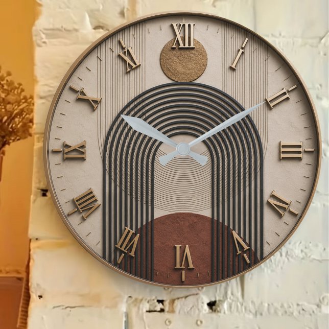 Reloj Redondo Grande  Modern Minimalist Arch Abstract Geometric Boho De (Subido por el creador)