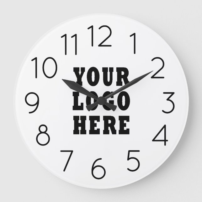 Reloj Redondo Grande Modern Minimalist Editable Company Business Logo  (Anverso)