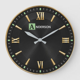Reloj Redondo Grande Modern Minimalist Luxury Black & Gold 