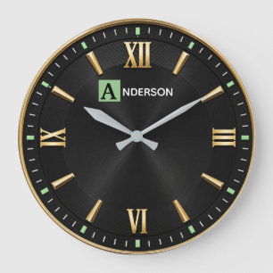 Reloj Redondo Grande Modern Minimalist Luxury Black & Gold