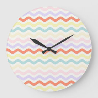 Reloj Redondo Grande Modern Minimalist Scalloped Pastel Waves Linear