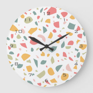 Reloj Redondo Grande Modern pastel terrazzo pattern