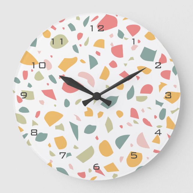 Reloj Redondo Grande Modern pastel terrazzo pattern (Anverso)