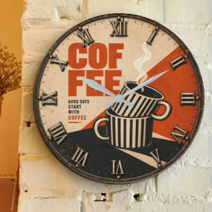 Reloj Redondo Grande Modern Retro Coffee