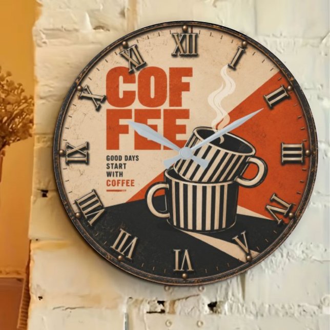 Reloj Redondo Grande Modern Retro Coffee (Subido por el creador)