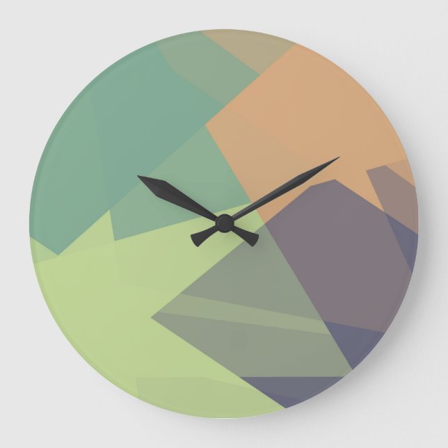 Reloj Redondo Grande Modern Retro Colors Geometric #17 (Anverso)