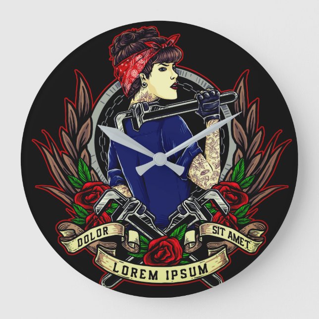 Reloj Redondo Grande Modern Rosie Tattoo's Women's (Anverso)