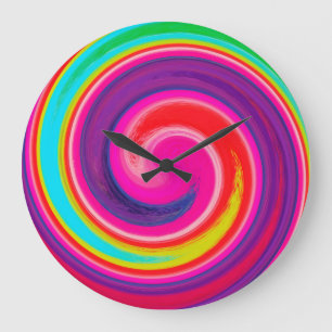 Reloj Redondo Grande Modern Swirl Abstract Art #18
