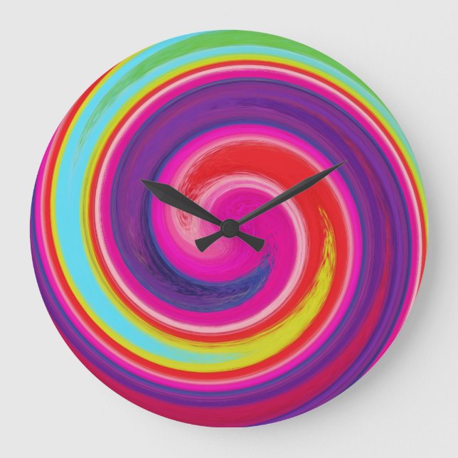 Reloj Redondo Grande Modern Swirl Abstract Art #18 (Anverso)