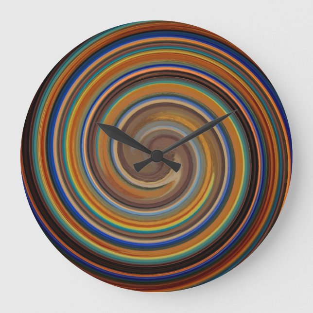 Reloj Redondo Grande Modern Swirl Abstract Art #23 (Anverso)