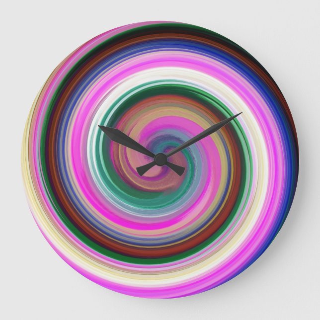 Reloj Redondo Grande Modern Swirl Abstract Art #25 (Anverso)