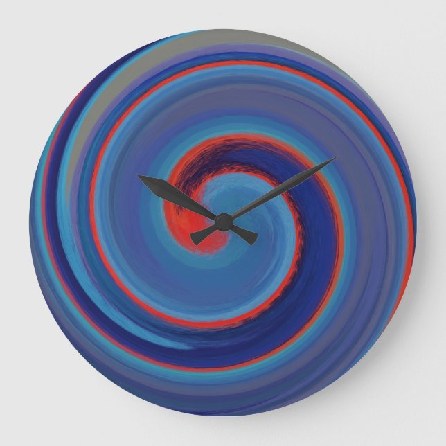Reloj Redondo Grande Modern Swirl Abstract Art #30 (Anverso)